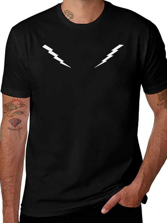 Mens Black T-Shirt - Lightning Bolt Design