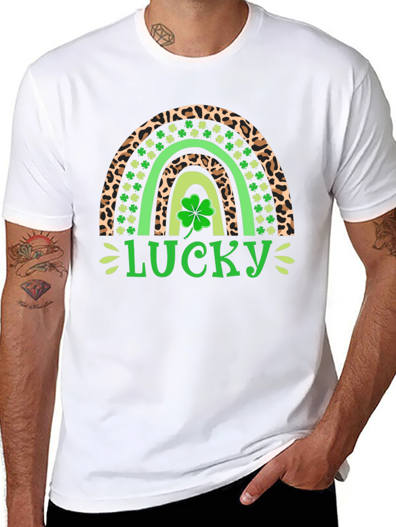 Lucky Leopard Rainbow St. Patricks Day T-Shirt