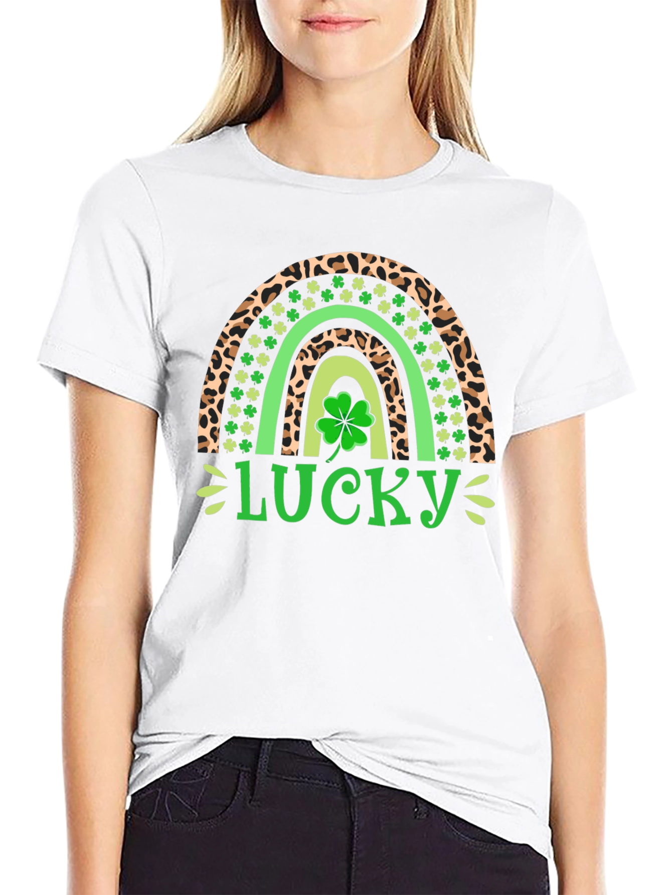 Lucky Leopard Rainbow St. Patricks Day T-Shirt