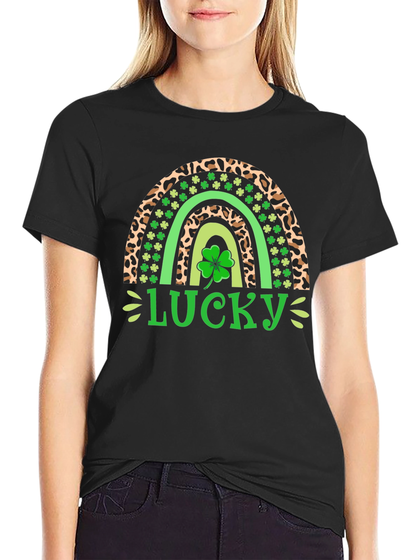 Lucky Leopard Rainbow St. Patricks Day T-Shirt