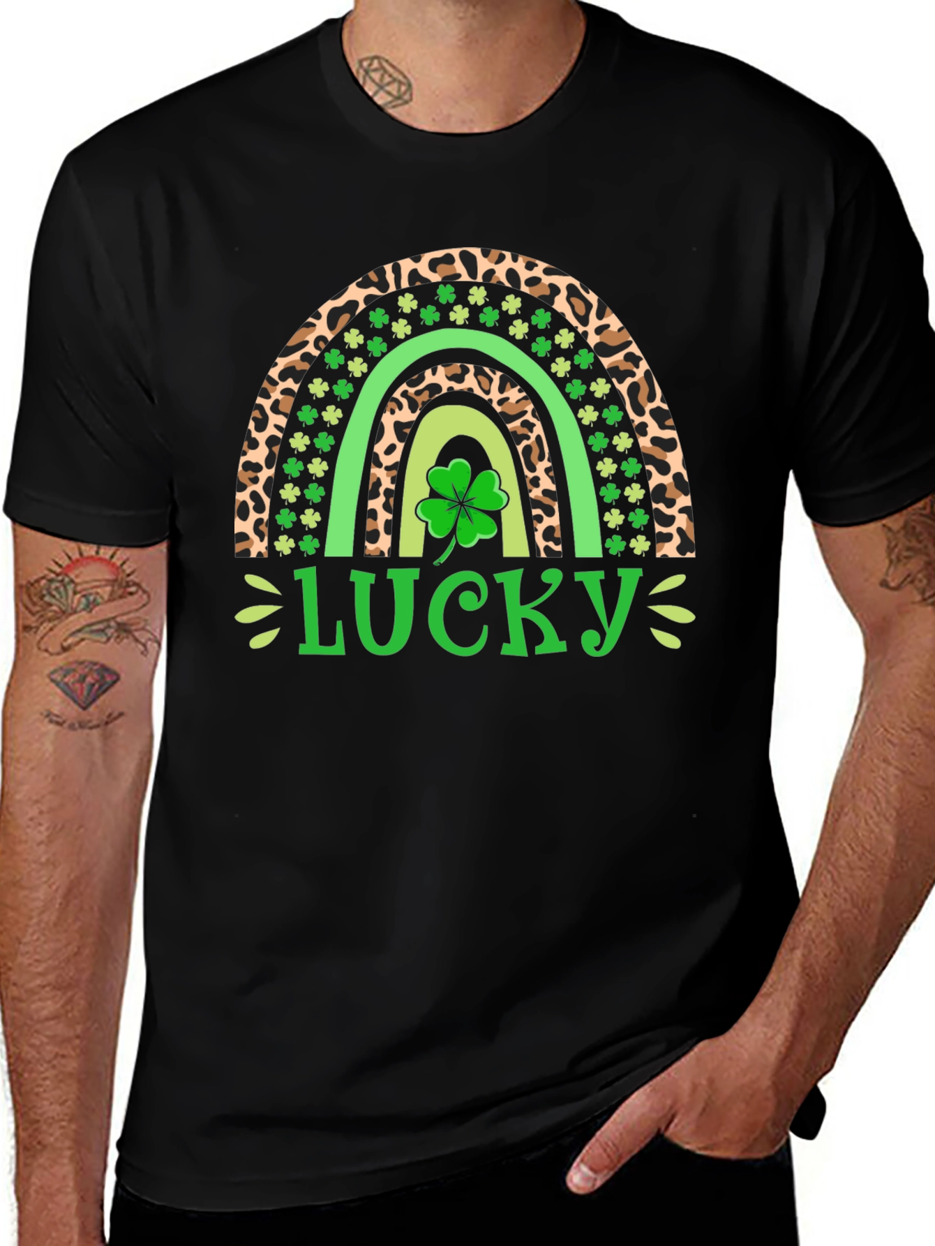 Lucky Leopard Rainbow St. Patricks Day T-Shirt
