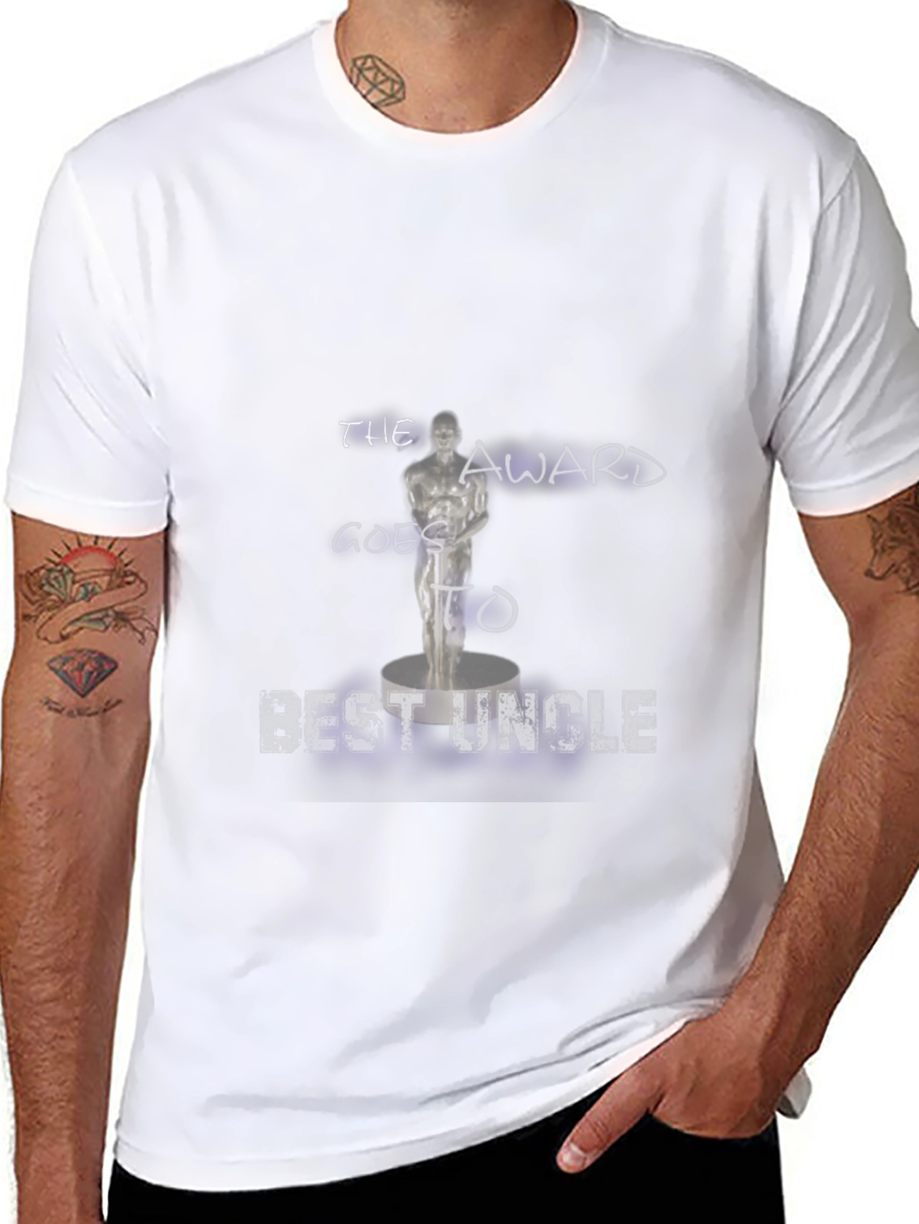 Best Uncle Award T-Shirt -  Black Cotton Tee