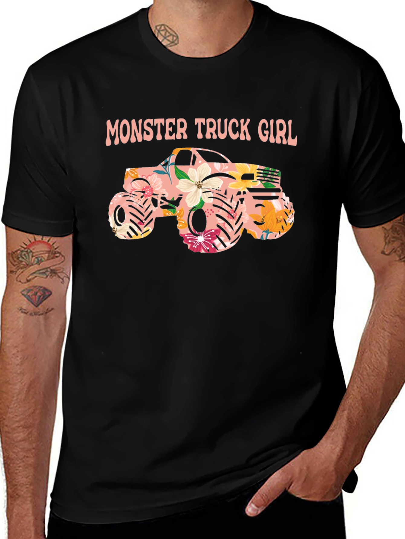 Monster Truck Girl Black Graphic Tee