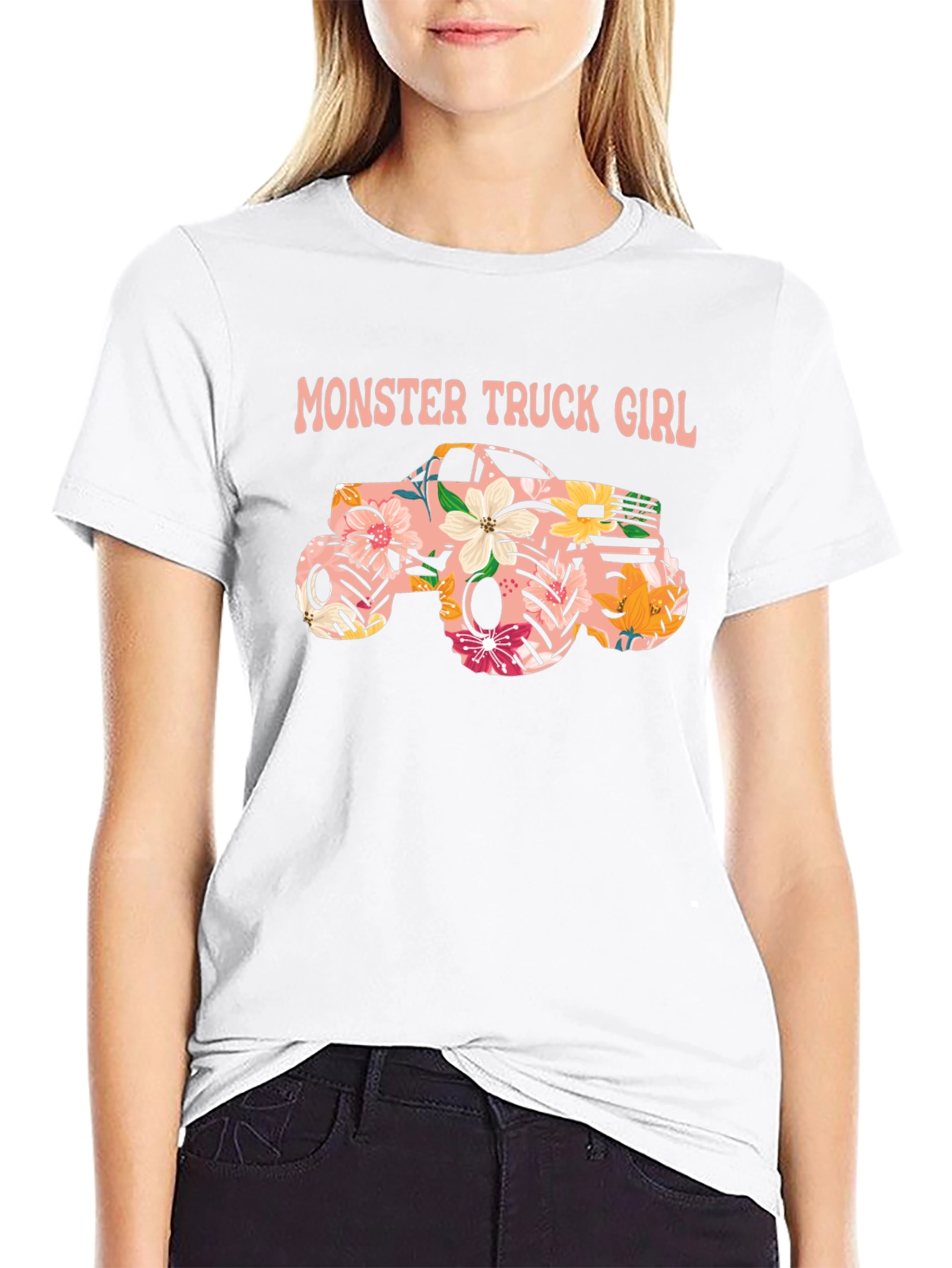 Monster Truck Girl Black Graphic Tee