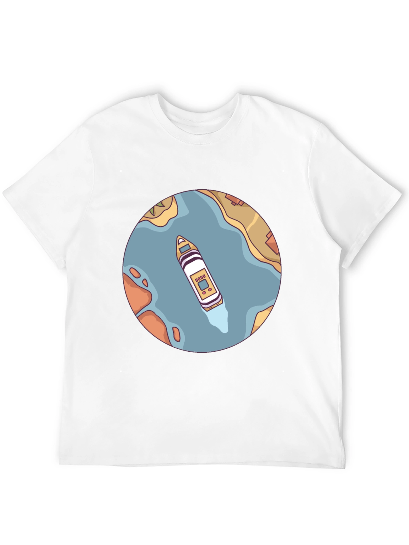 Nautical T-Shirt - Boat on River Graphic Tee