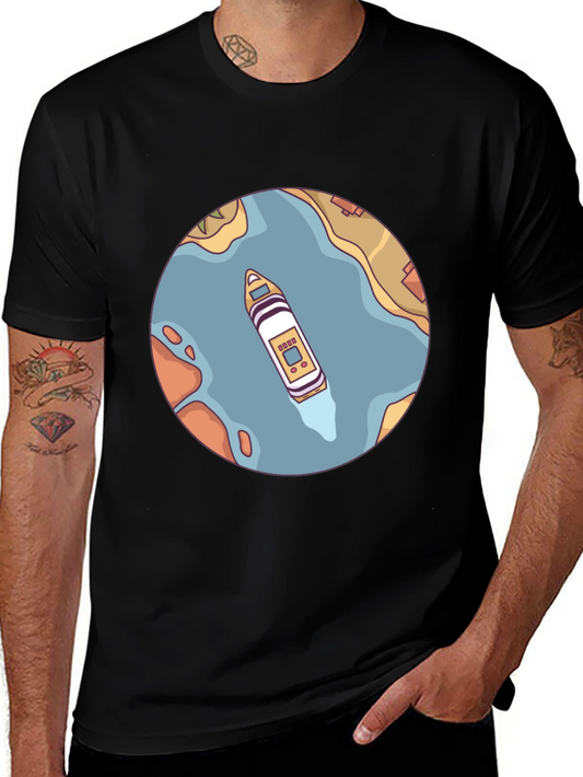 Nautical T-Shirt - Boat on River Graphic Tee