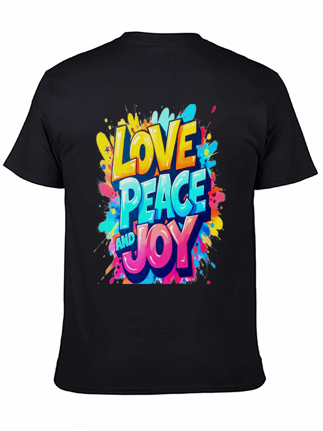 Love Peace and Joy Graphic Black T-Shirt