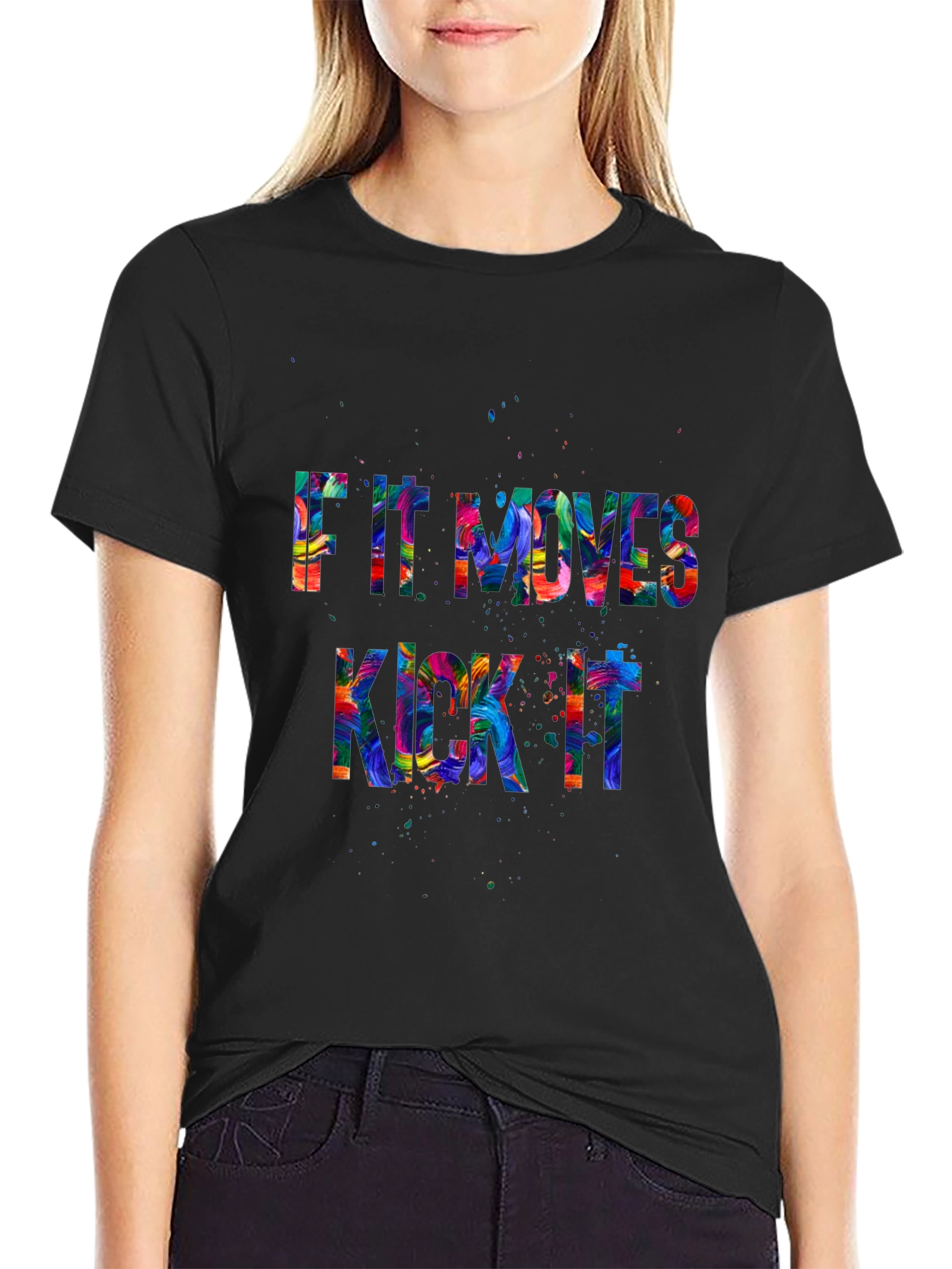 Humorous If It Moves Kick It Graphic Tee