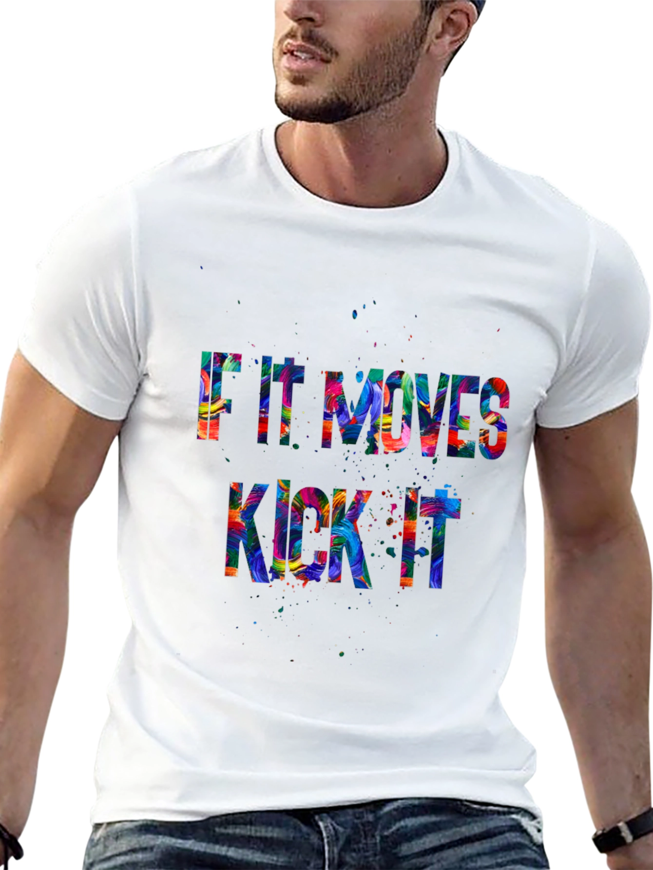 Humorous If It Moves Kick It Graphic Tee