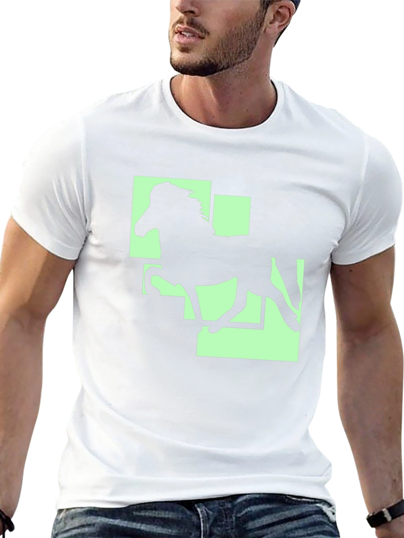 Geometric Horse Graphic Tee - Black