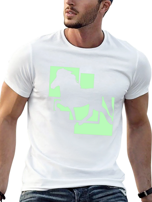 Geometric Horse Graphic Tee - Black