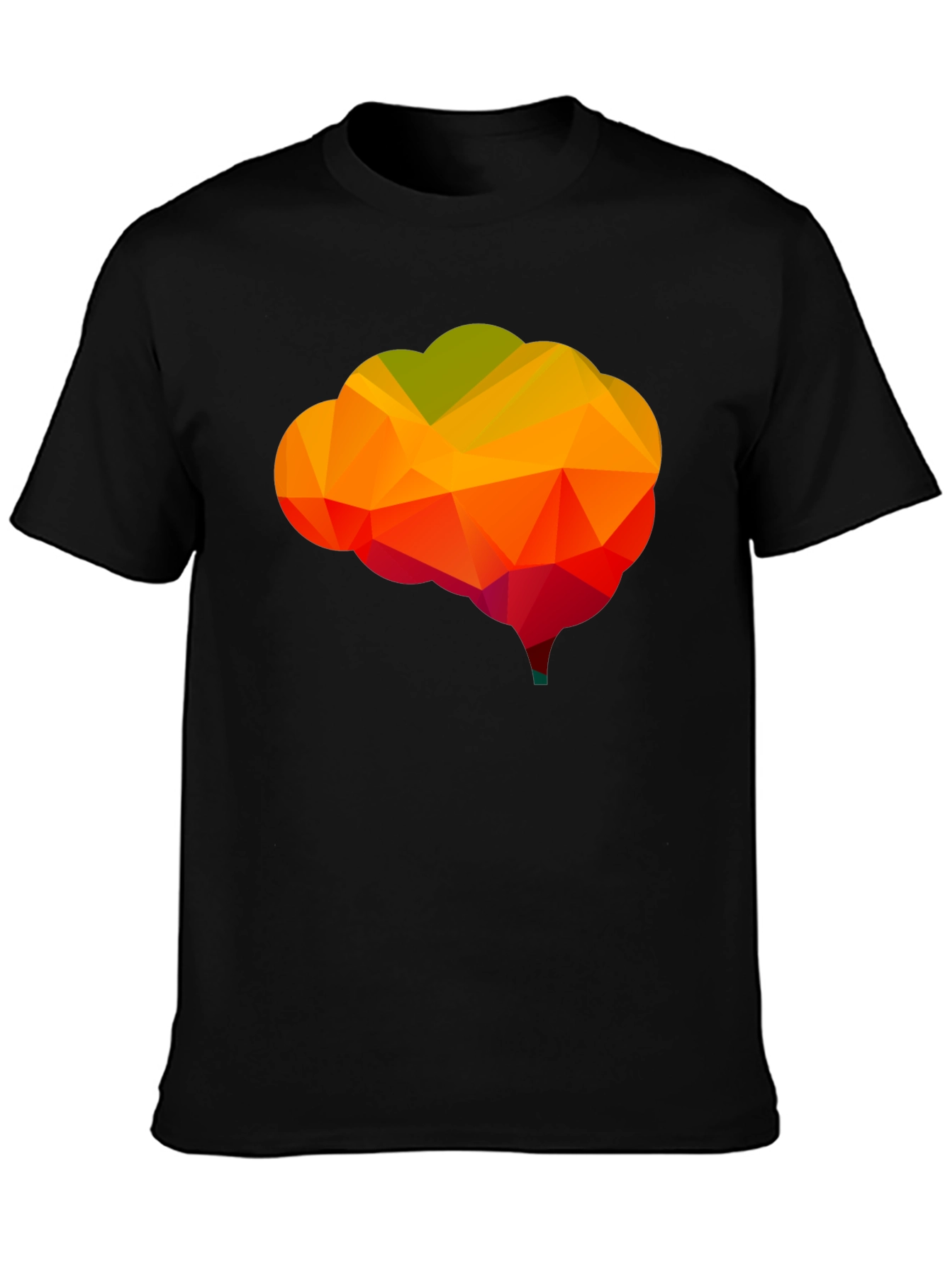 Geometric Brain Graphic Tee - Black Cotton Shirt