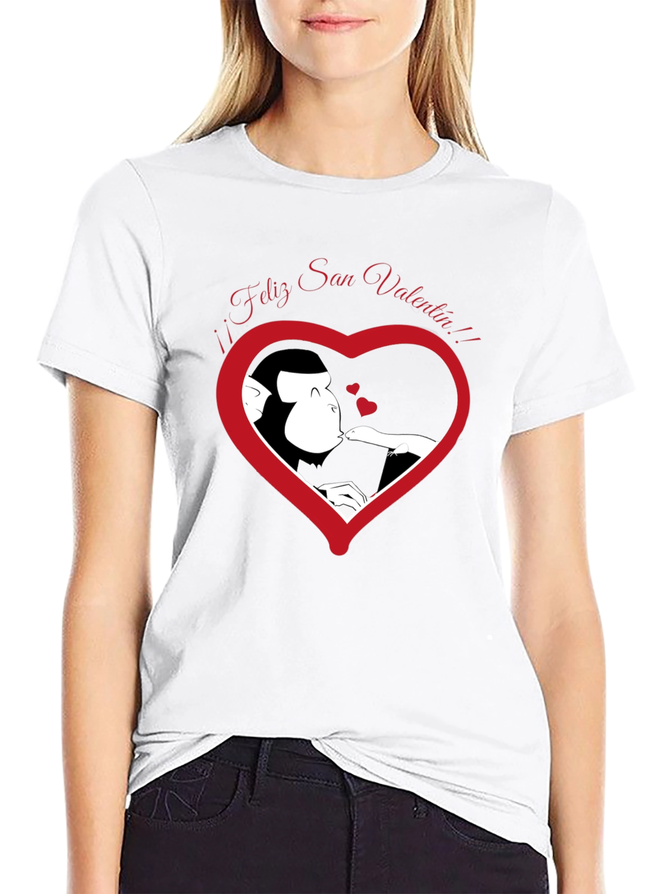 Feliz San Valentin Monkey Heart Graphic T-Shirt