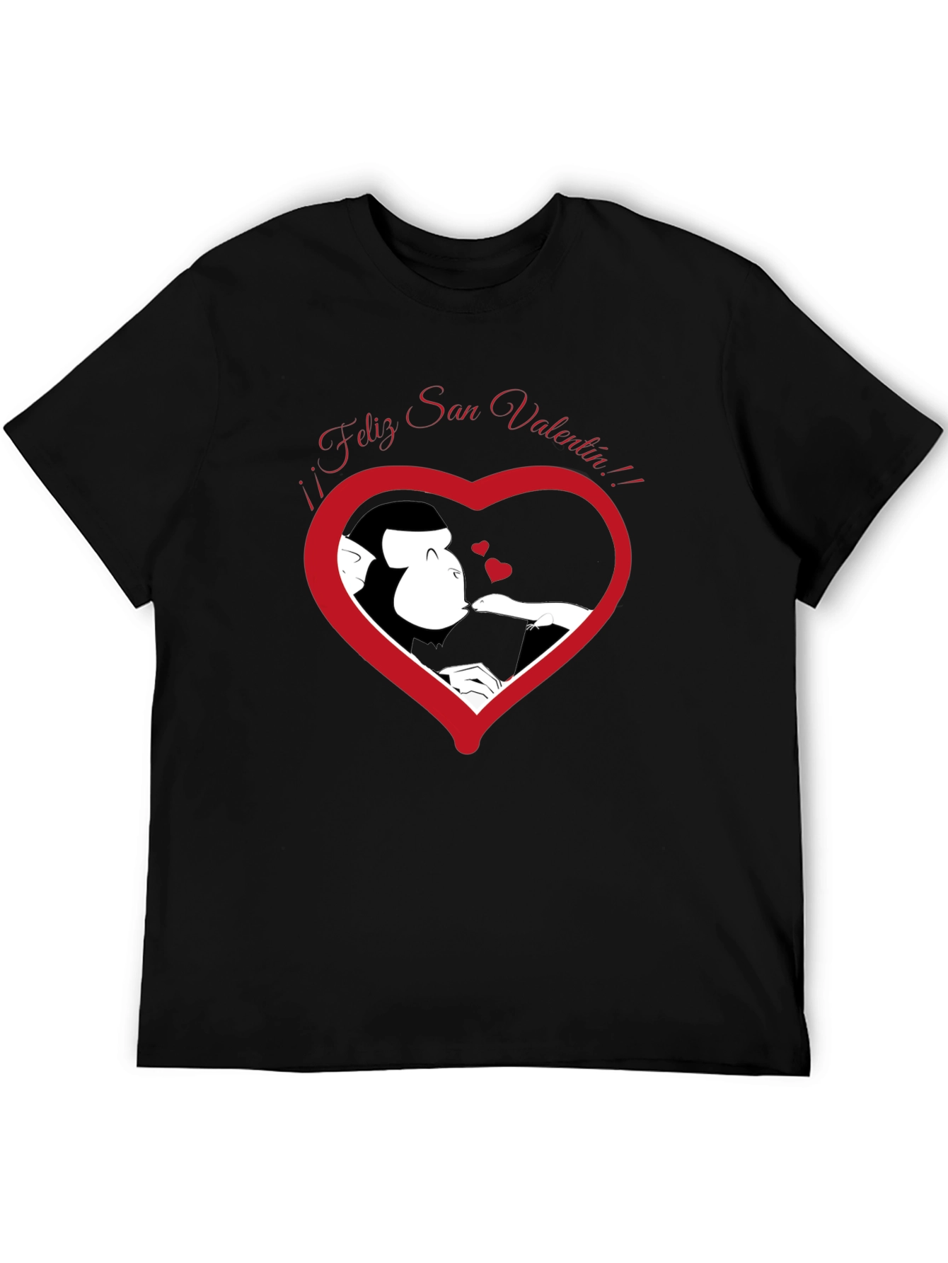 Feliz San Valentin Monkey Heart Graphic T-Shirt