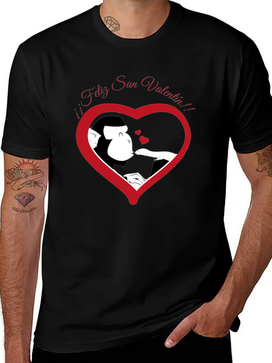 Feliz San Valentin Monkey Heart Graphic T-Shirt