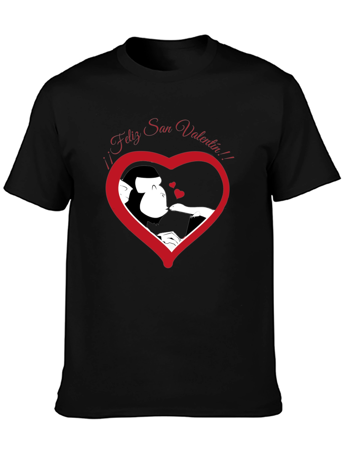 Feliz San Valentin Monkey Heart Graphic T-Shirt