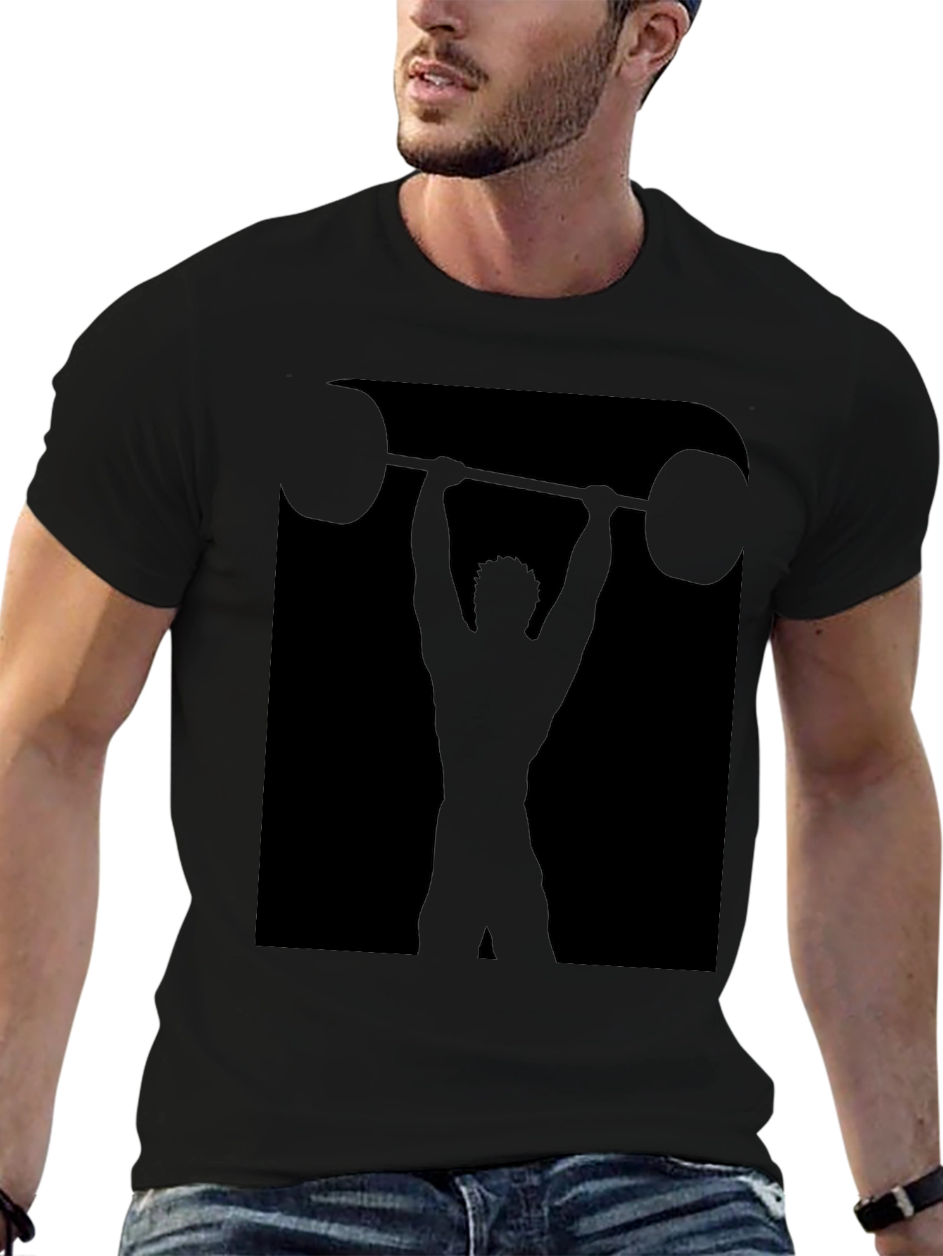 Weightlifting Silhouette Graphic Tee - Black