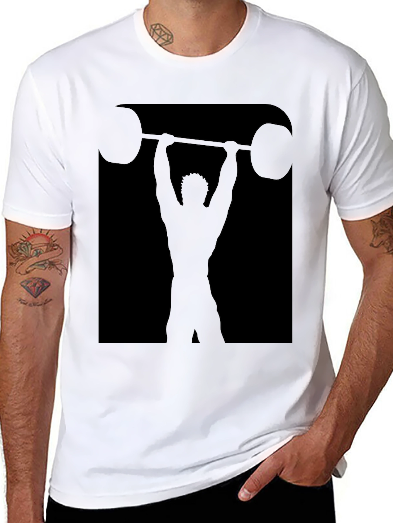 Weightlifting Silhouette Graphic Tee - Black