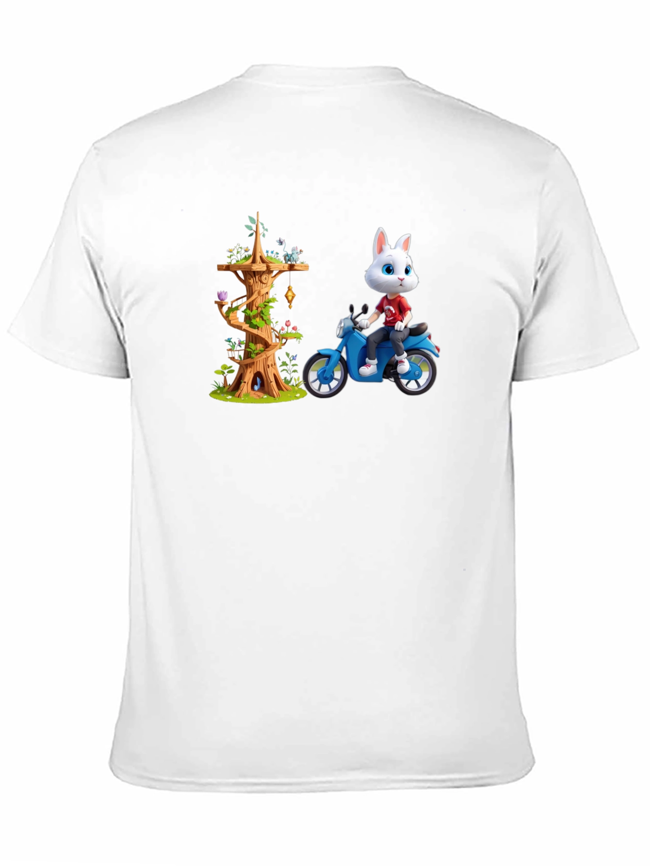 Cartoon Rabbit on Motorcycle T-Shirt