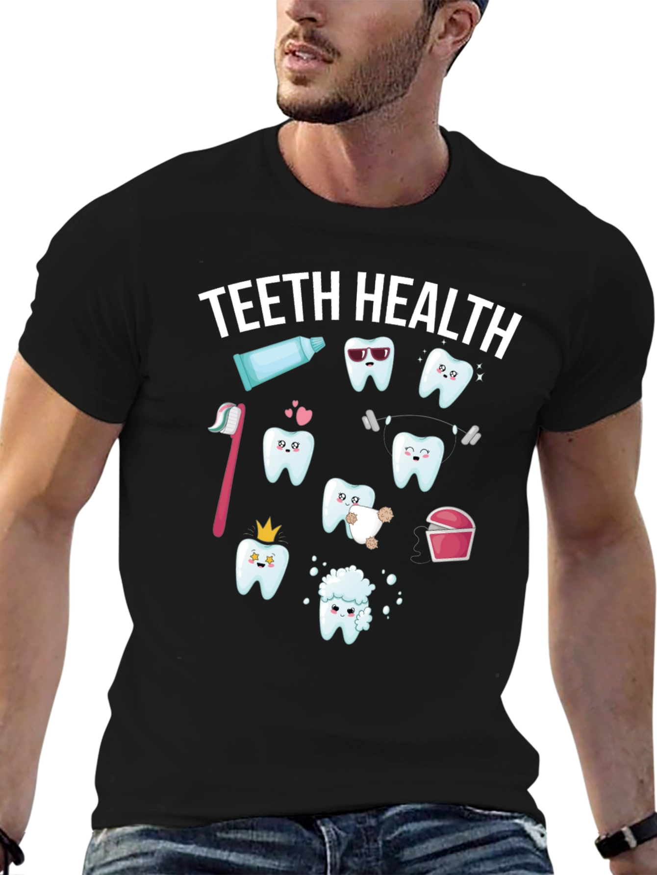 Teeth Health Graphic T-Shirt - Black Cotton Tee