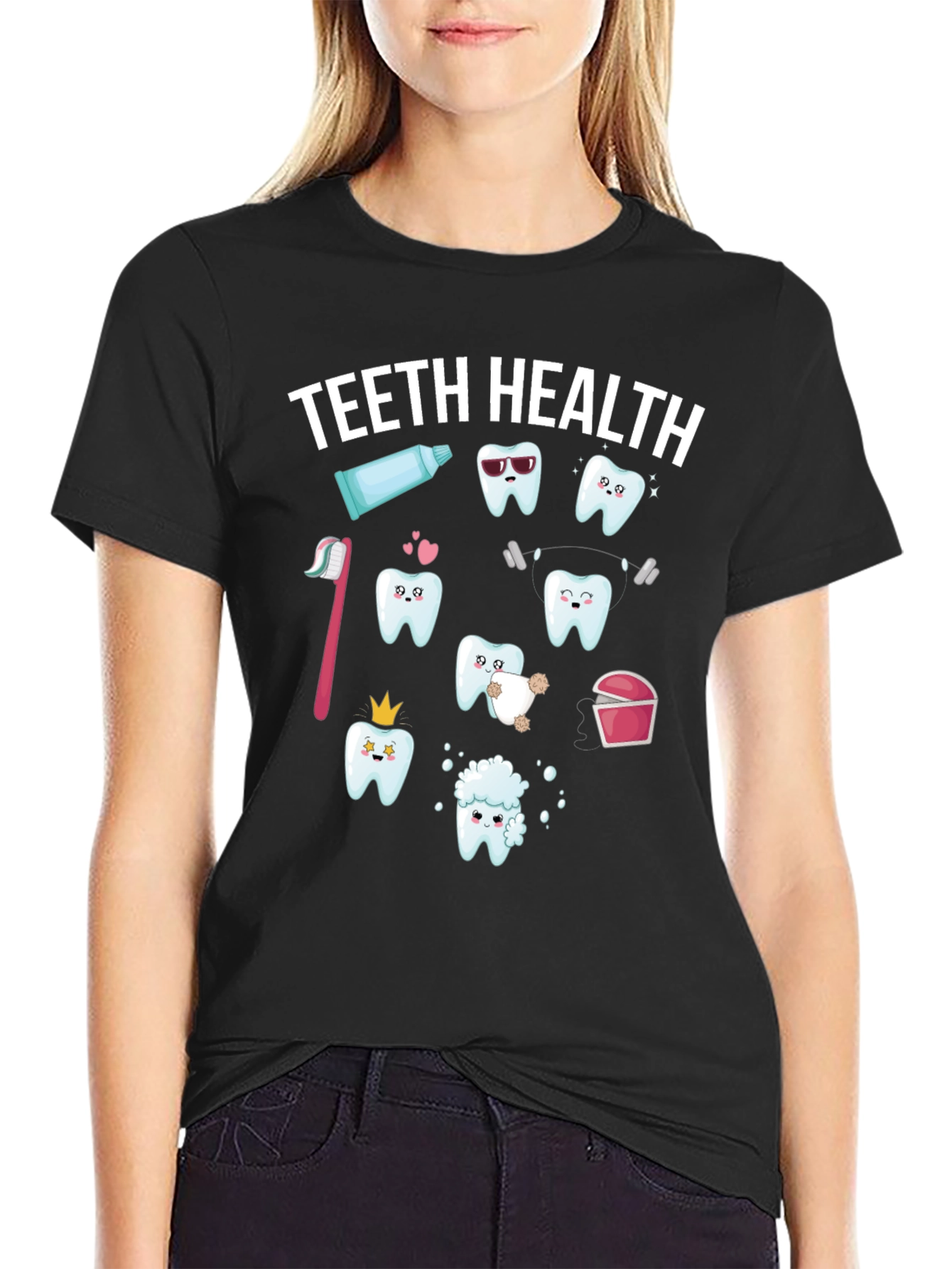 Teeth Health Graphic T-Shirt - Black Cotton Tee