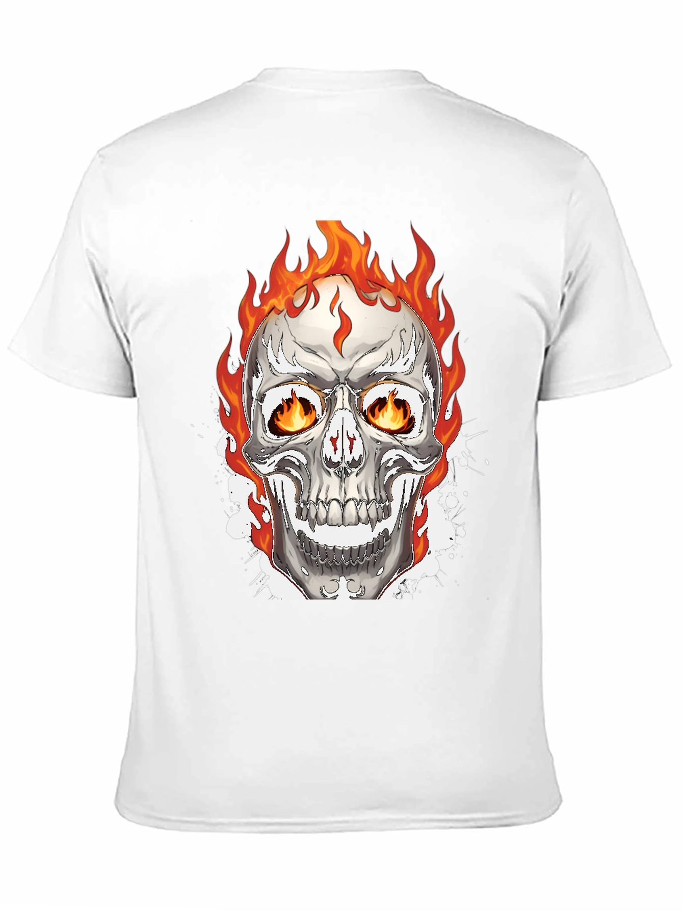 Flaming Skull Graphic Tee - Black