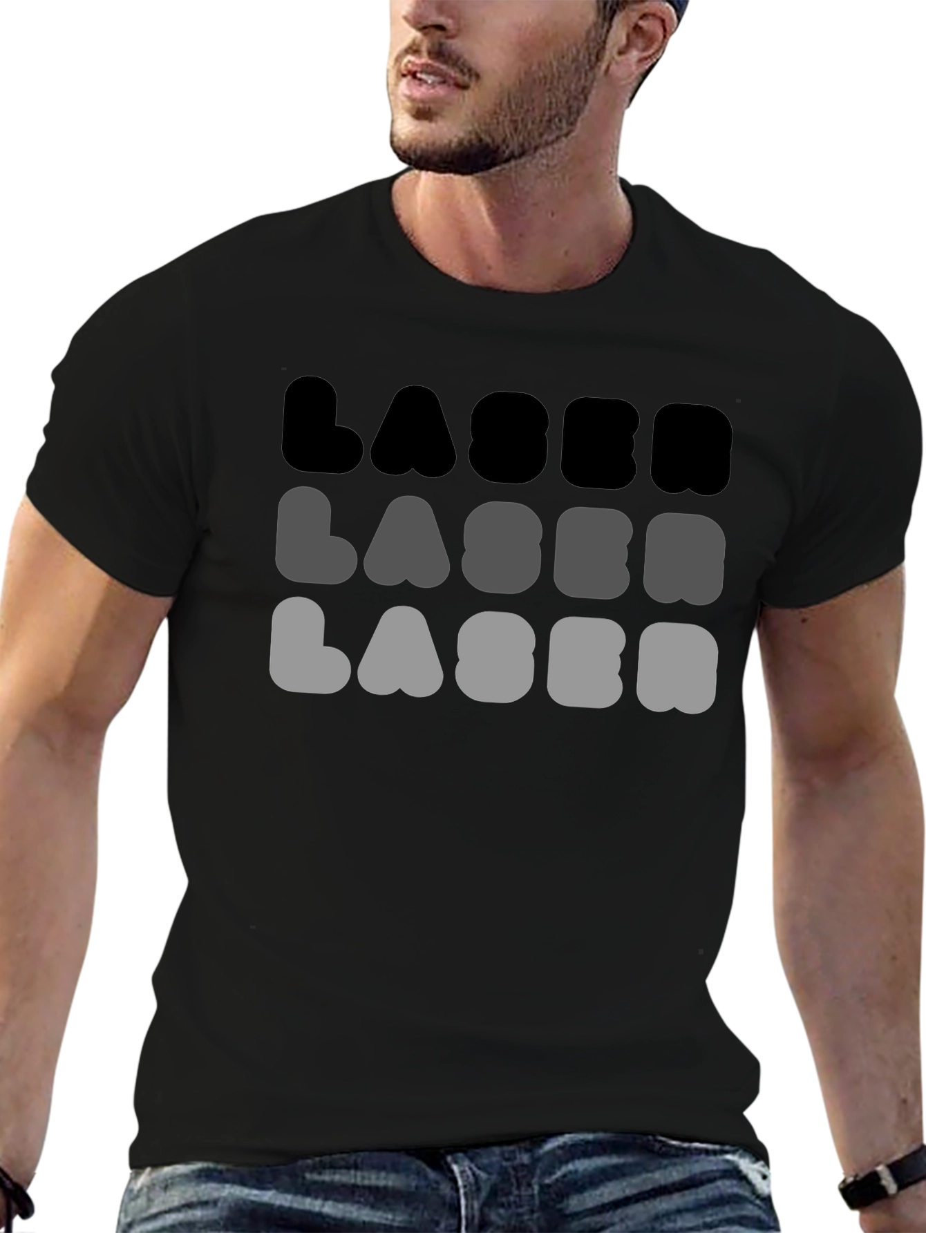 Laser Graphic Mens Black T-Shirt