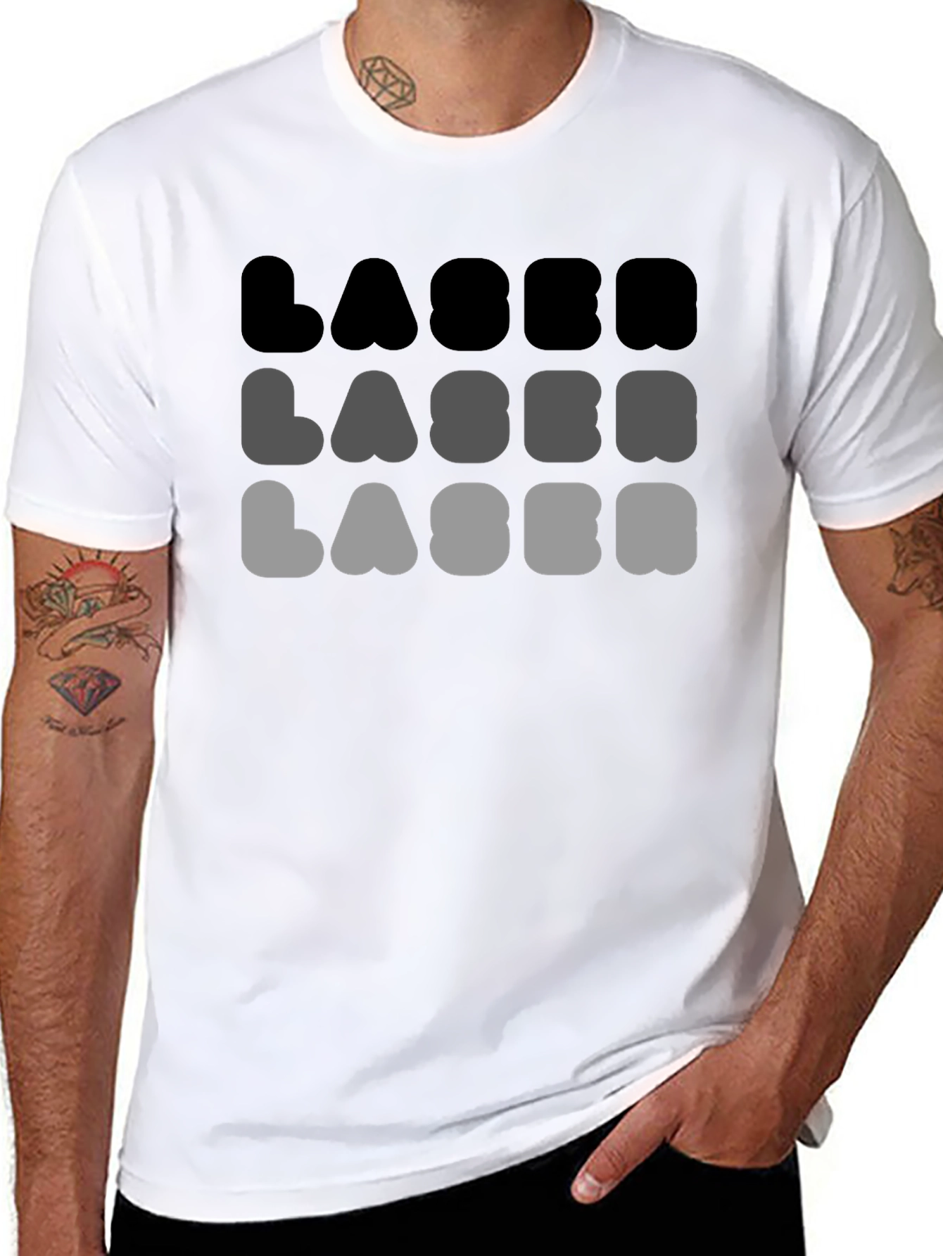 Laser Graphic Mens Black T-Shirt