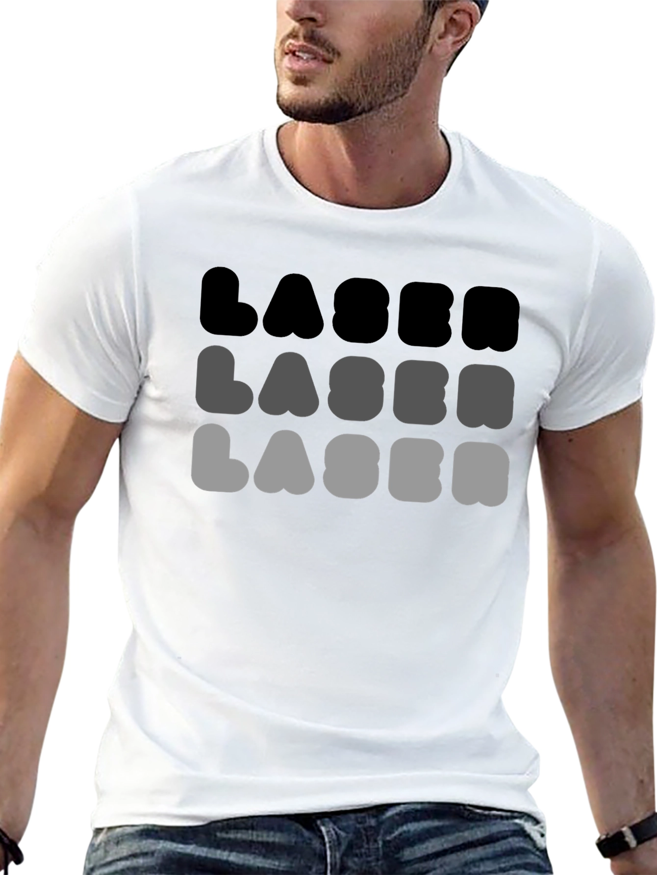 Laser Graphic Mens Black T-Shirt
