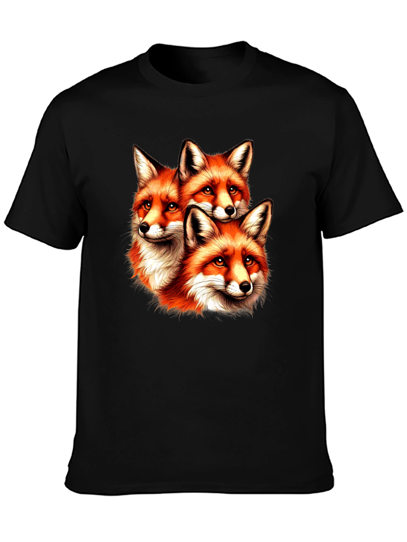 Fox Trio Graphic Tee - Unique Animal Print T-Shirt