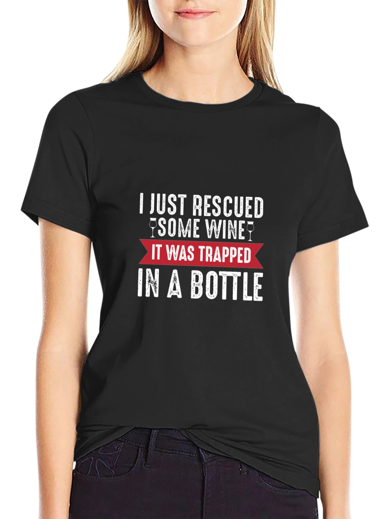 Rescued Some Wine T-Shirt - Funny Graphic Tee