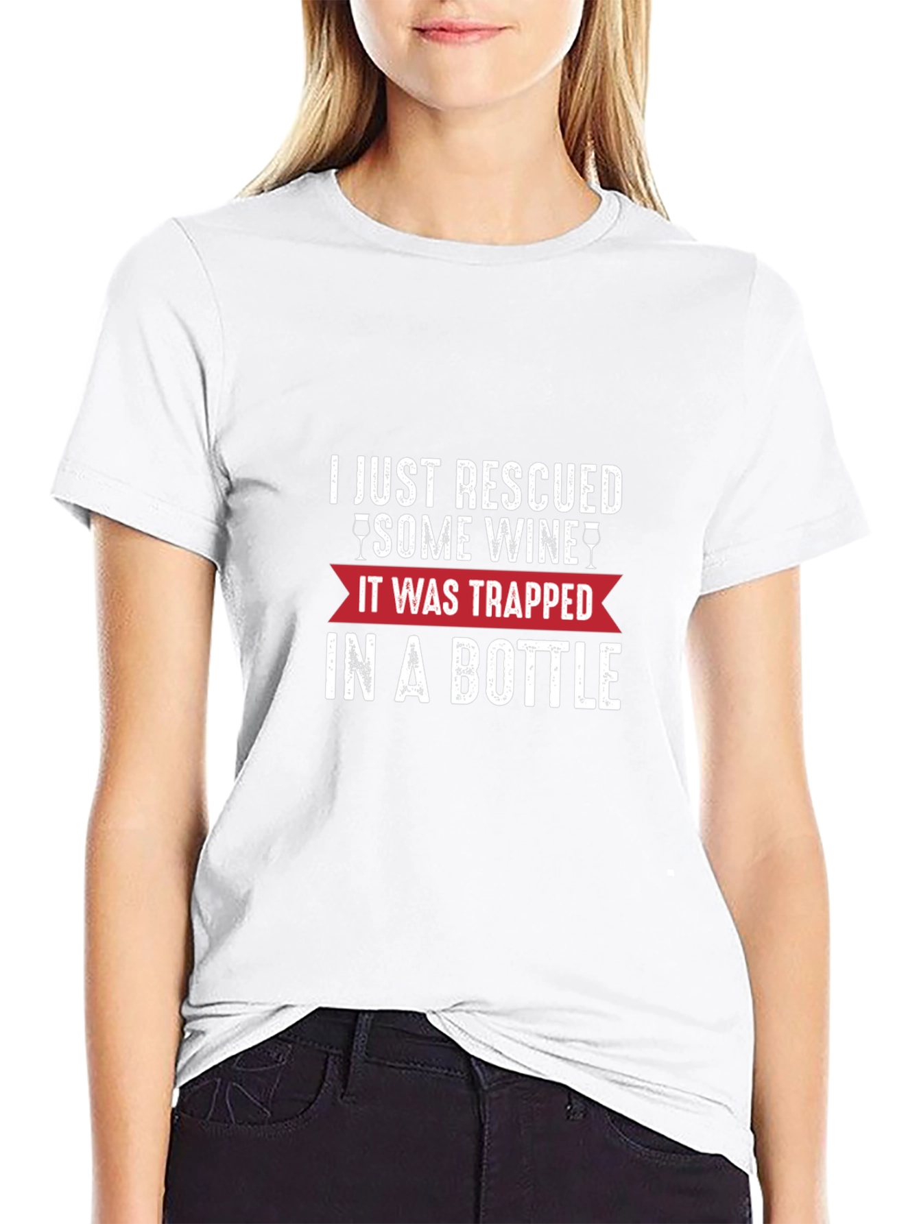 Rescued Some Wine T-Shirt - Funny Graphic Tee