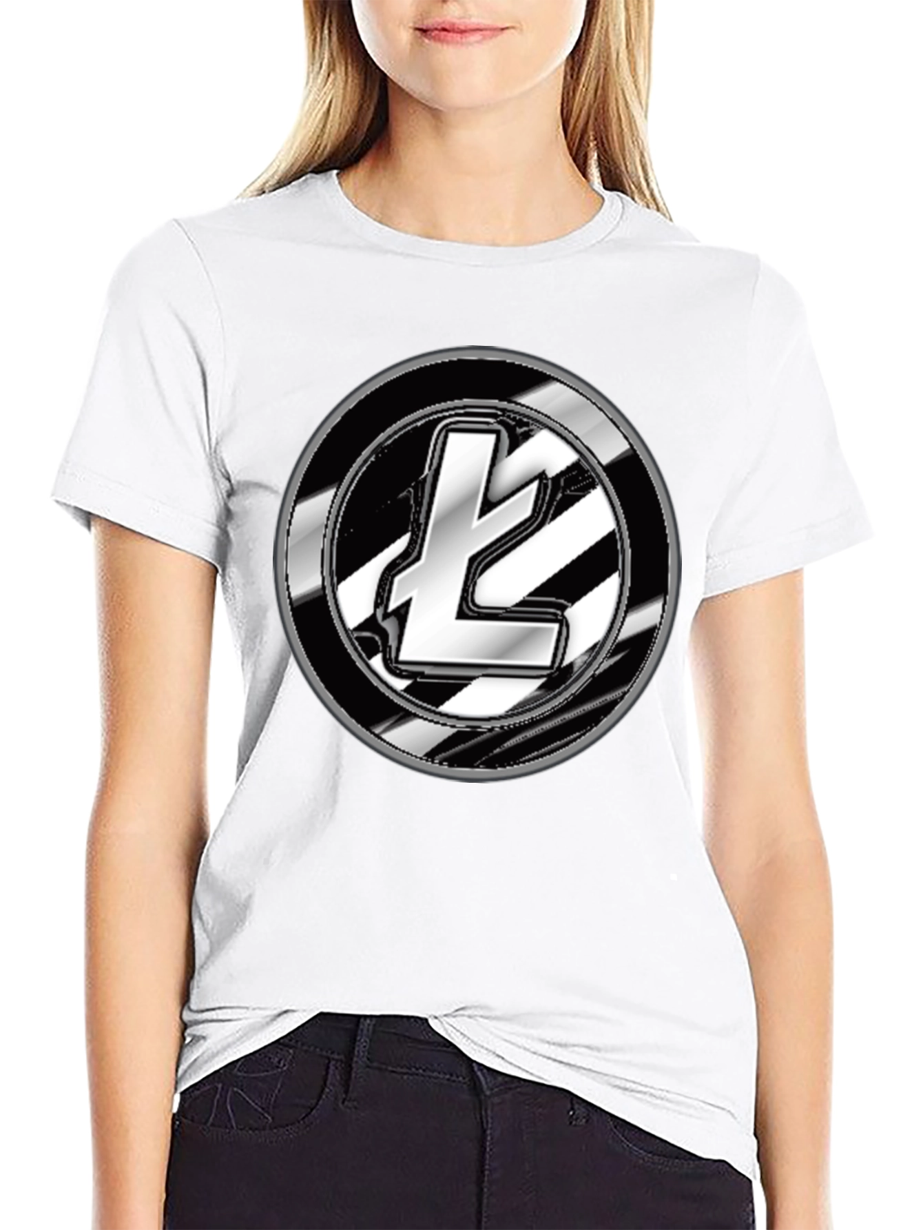 Litecoin Crypto Logo Graphic T-Shirt - Black