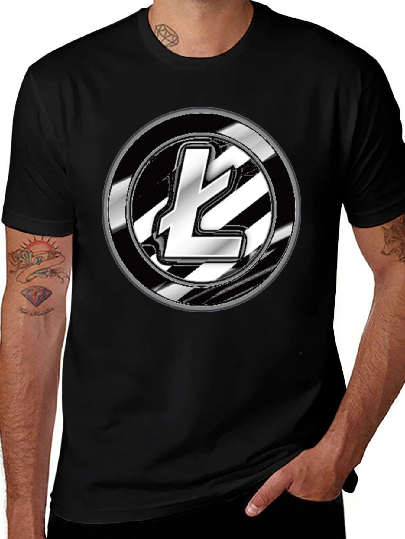 Litecoin Crypto Logo Graphic T-Shirt - Black