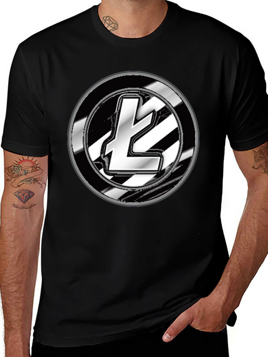Litecoin Crypto Logo Graphic T-Shirt - Black