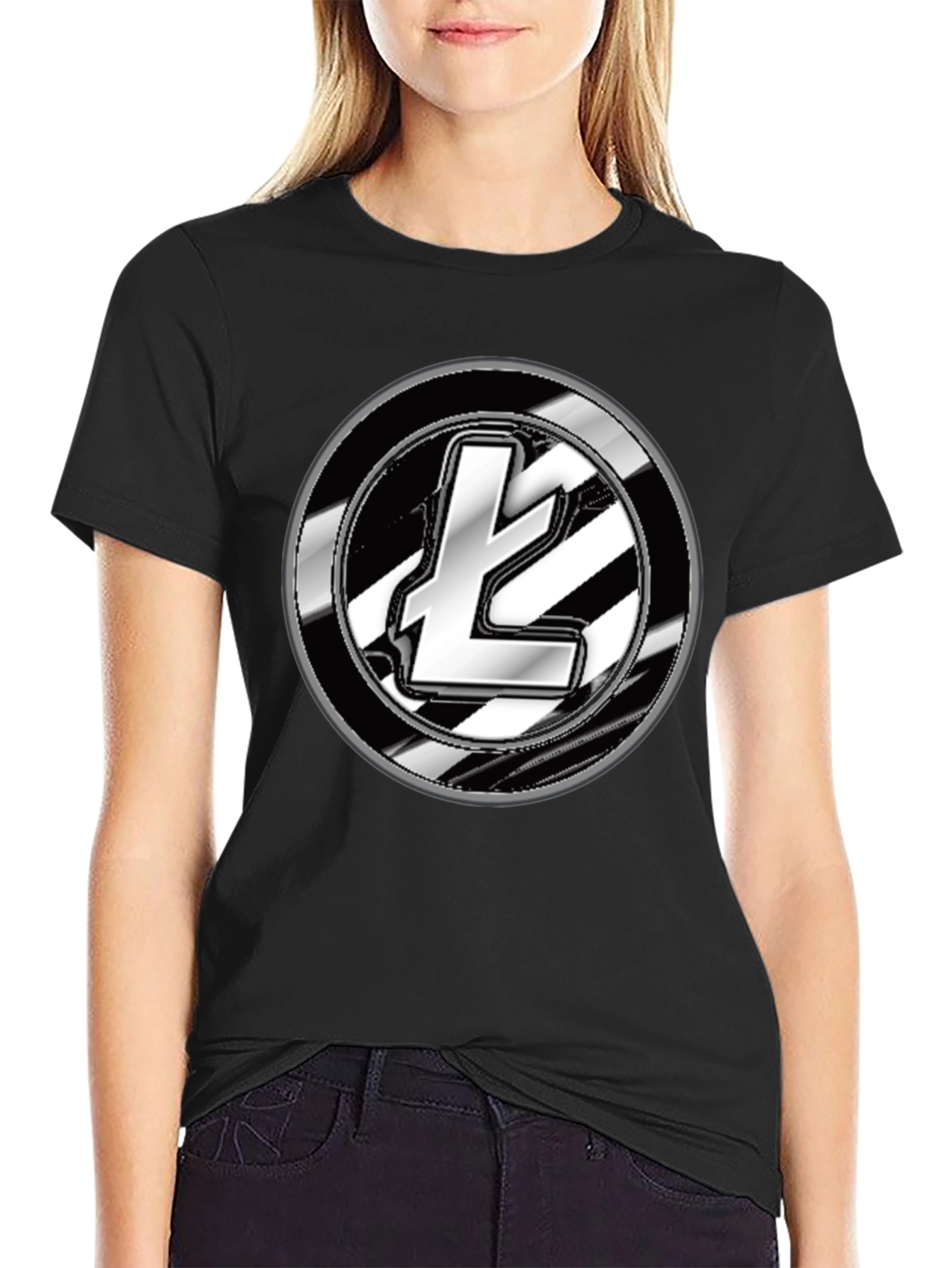 Litecoin Crypto Logo Graphic T-Shirt - Black
