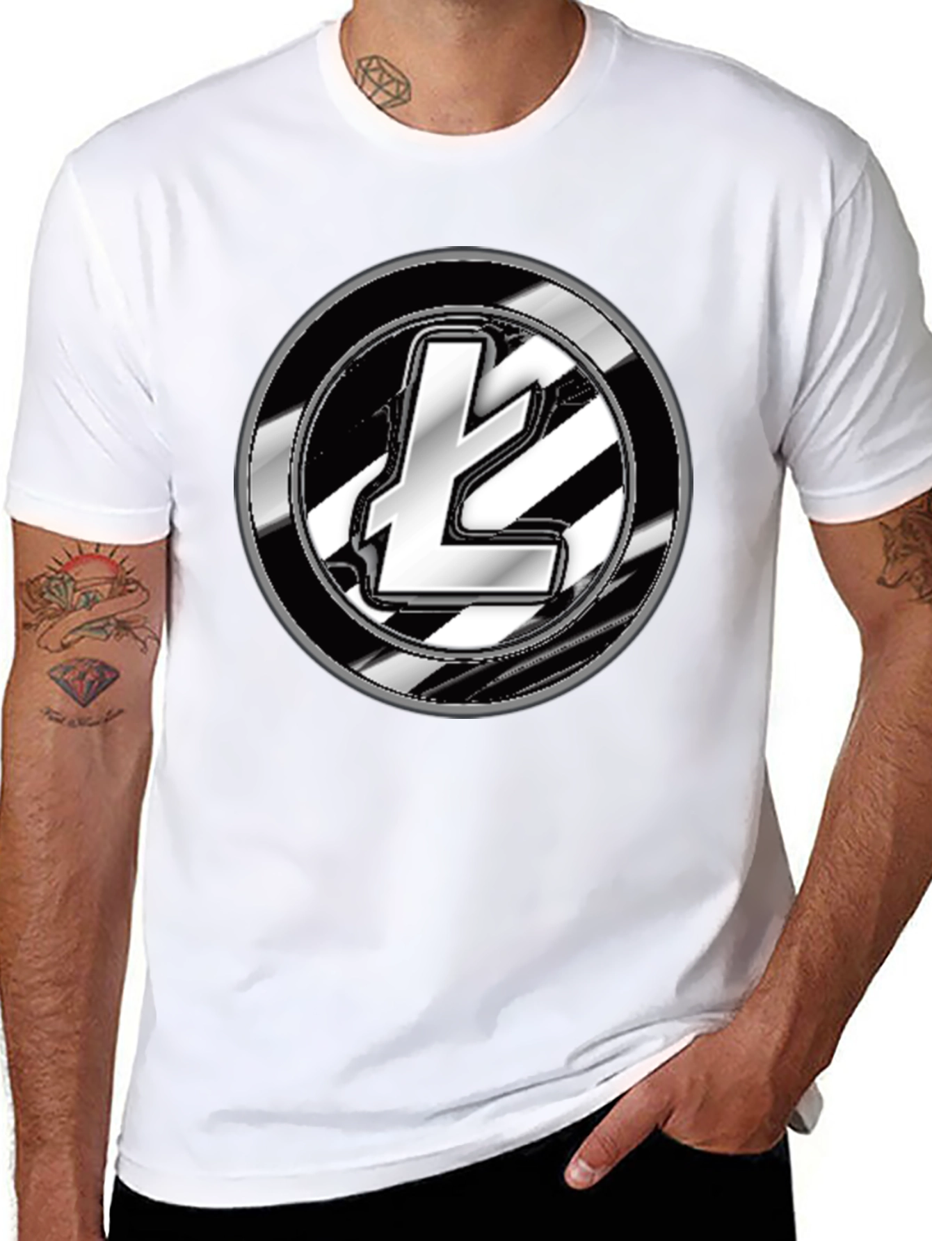 Litecoin Crypto Logo Graphic T-Shirt - Black
