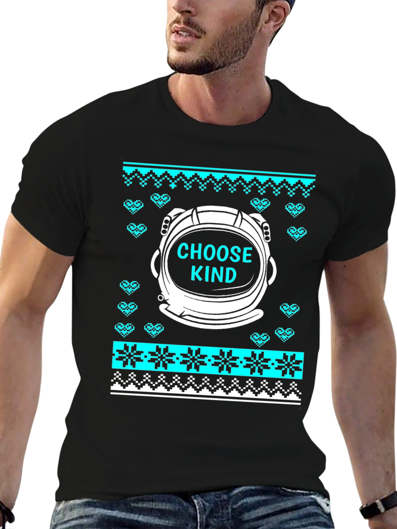 Choose Kind Astronaut Ugly Christmas Sweater T-Shirt