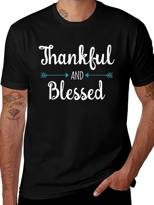 Thankful & Blessed Graphic Tee Shirt