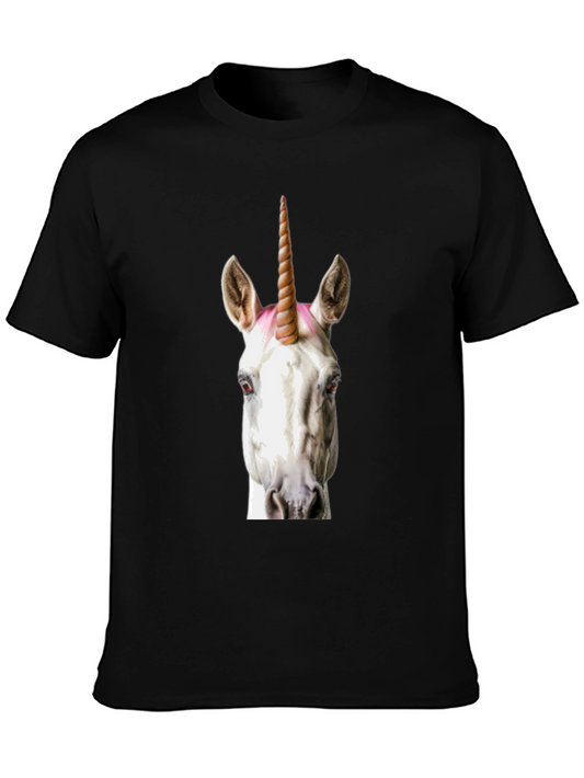 Unicorn Horse Graphic Tee - Black Cotton T-Shirt