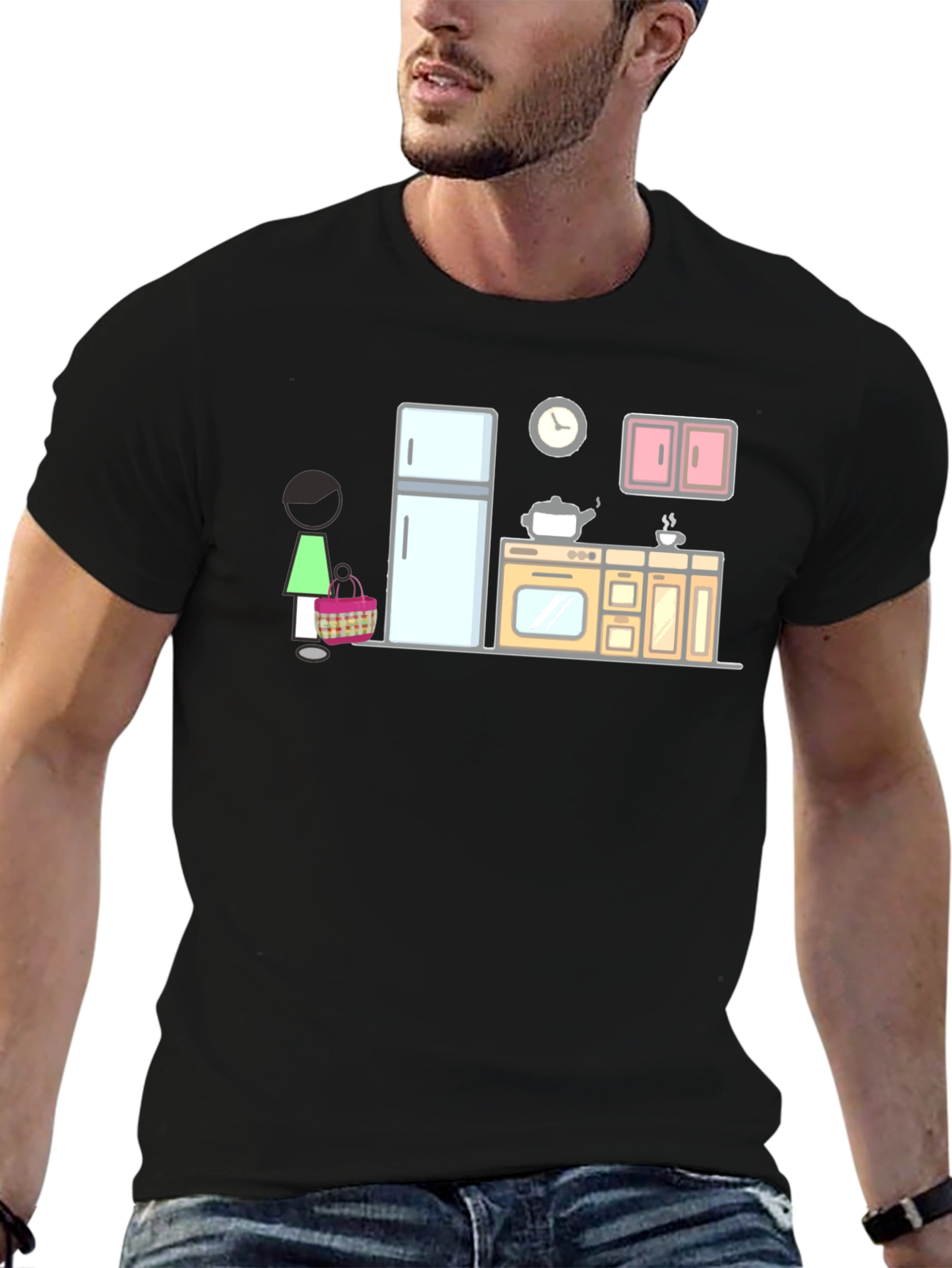 Cartoon Kitchen Graphic T-Shirt