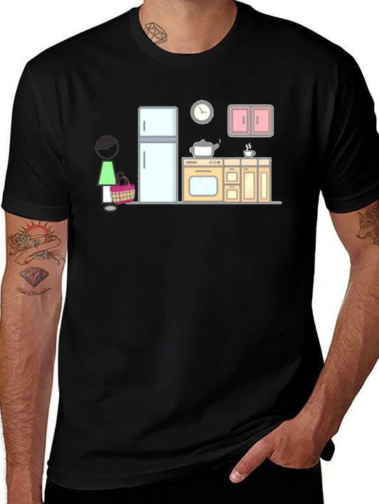 Cartoon Kitchen Graphic T-Shirt