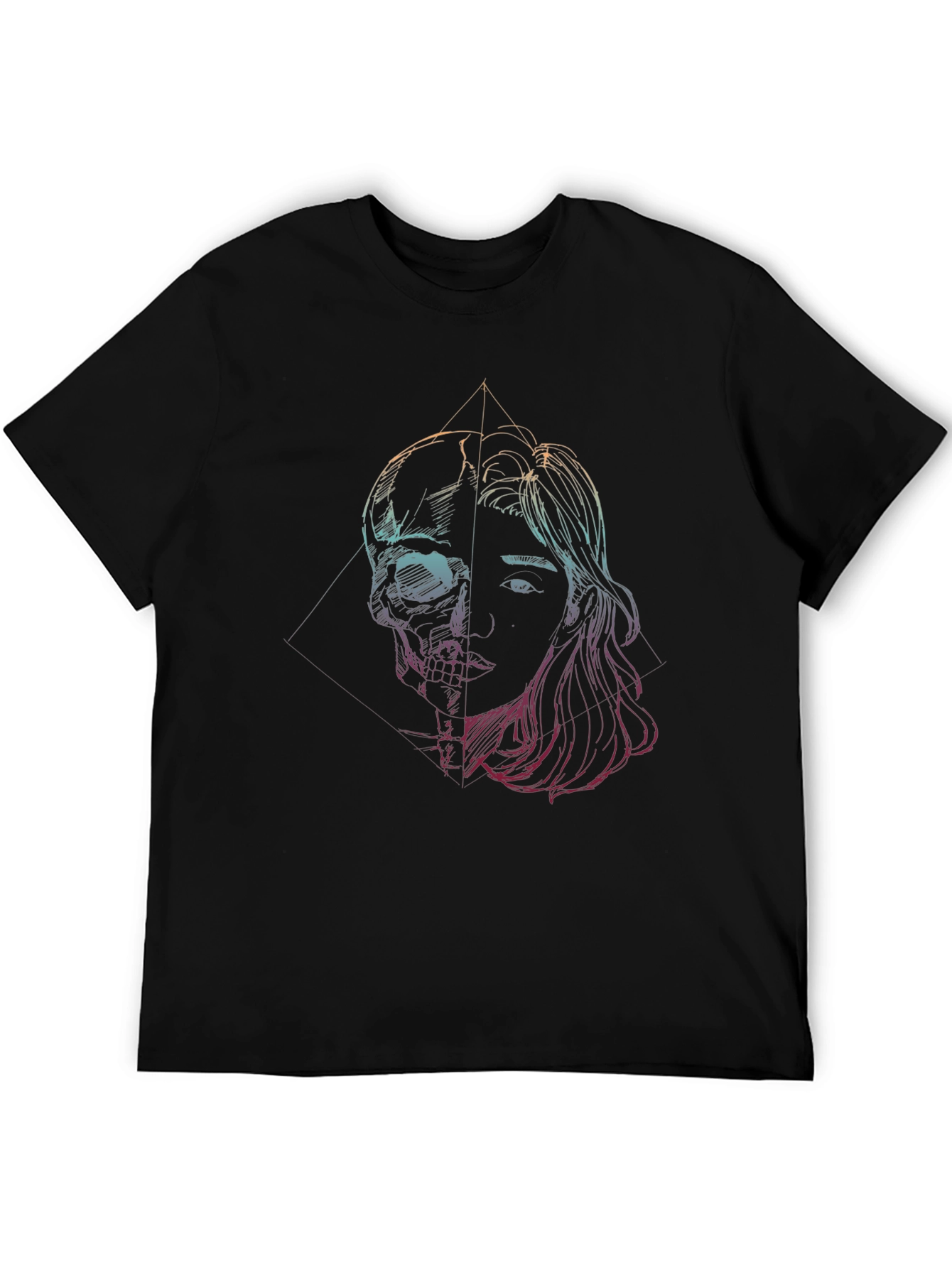 Skull & Woman Graphic Tee - Edgy Art T-Shirt