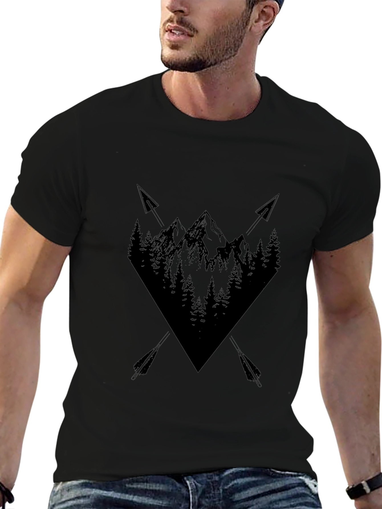 Mens Black Mountain Arrow Graphic Tee