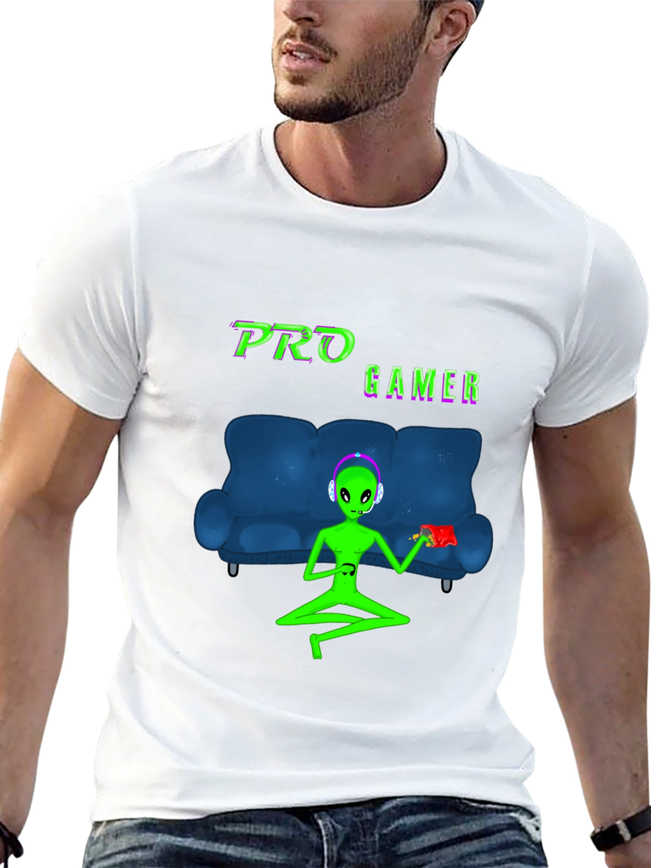 Pro Gamer Alien Graphic T-Shirt - Black