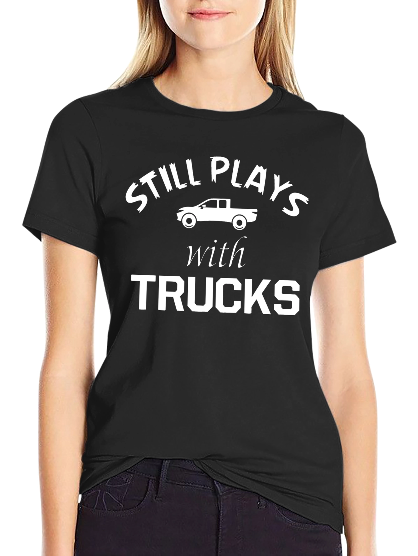 Still Plays With Trucks Black Graphic T-Shirt