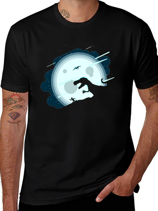 Dino Moon Silhouette Tee - Unique Graphic Print Shirt