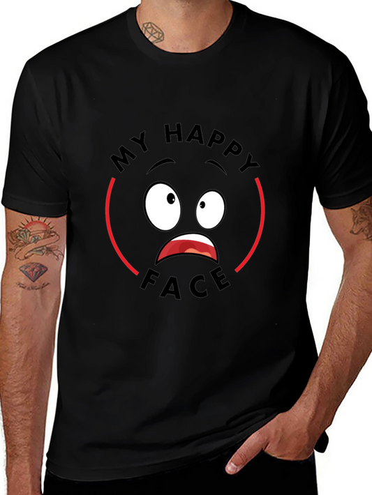 My Happy Face Graphic T-Shirt - Black Crew Neck Tee
