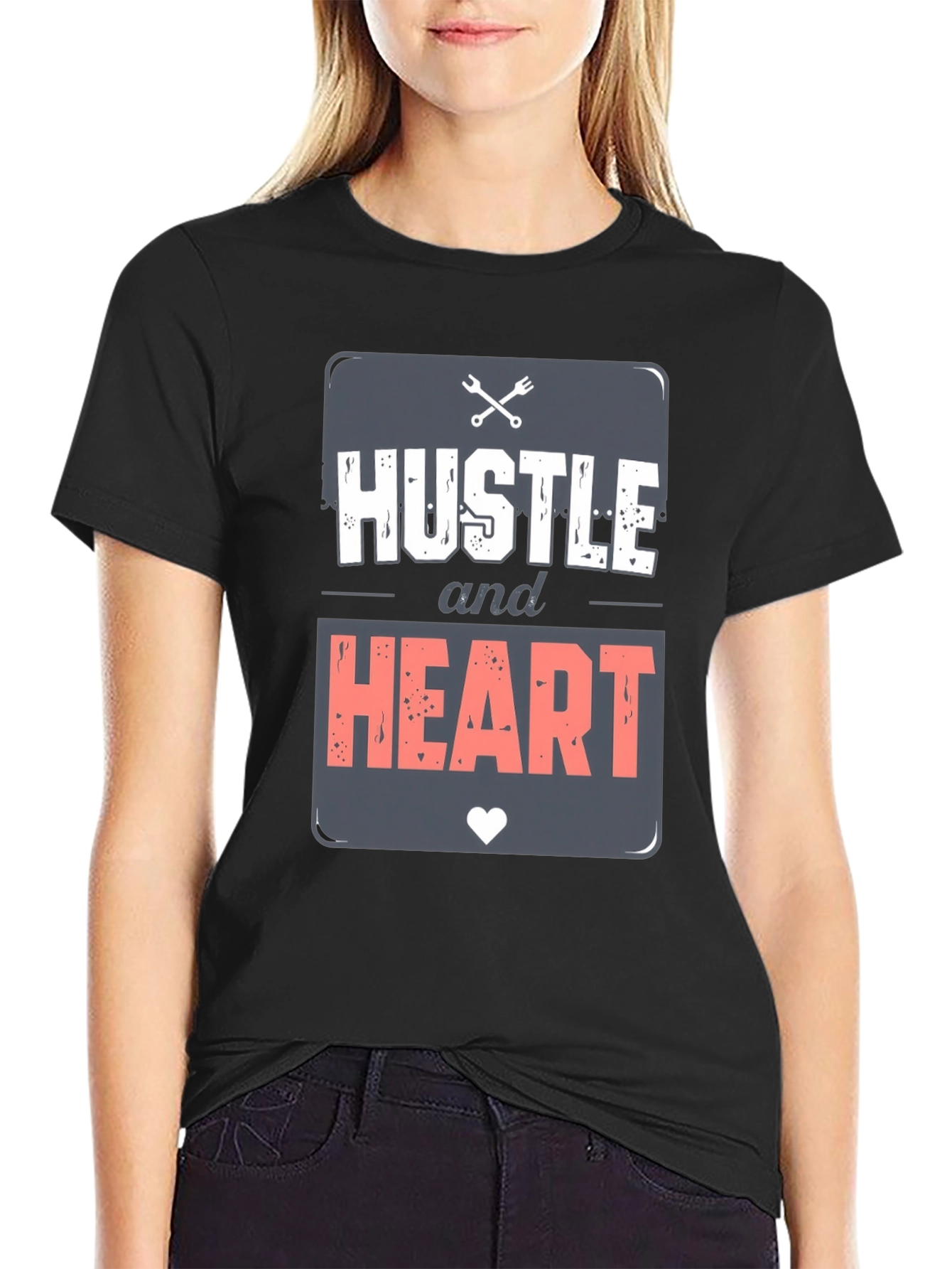 Hustle & Heart Graphic Tee - Motivational Mens T-Shirt
