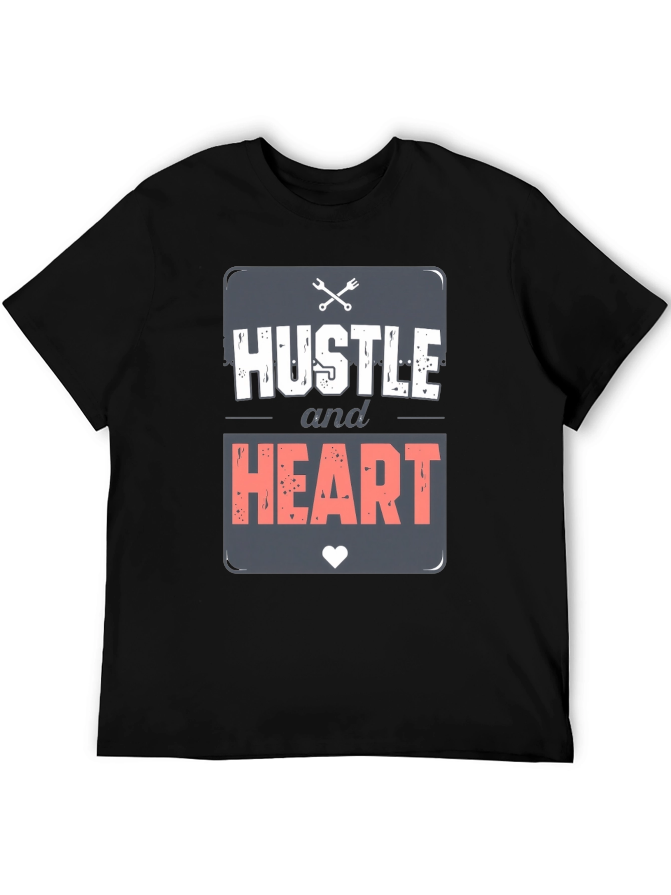 Hustle & Heart Graphic Tee - Motivational Mens T-Shirt